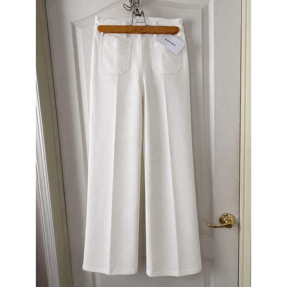 New $298 Frame Le Slim Palazzo Modernist Pocket Jeans Size 29 White Wide Leg - Picture 2 of 8
